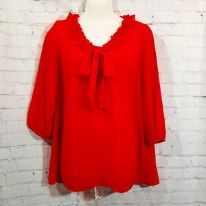 ❤️Vintage Paraella Sheer Red Blouse Size Medium❤️